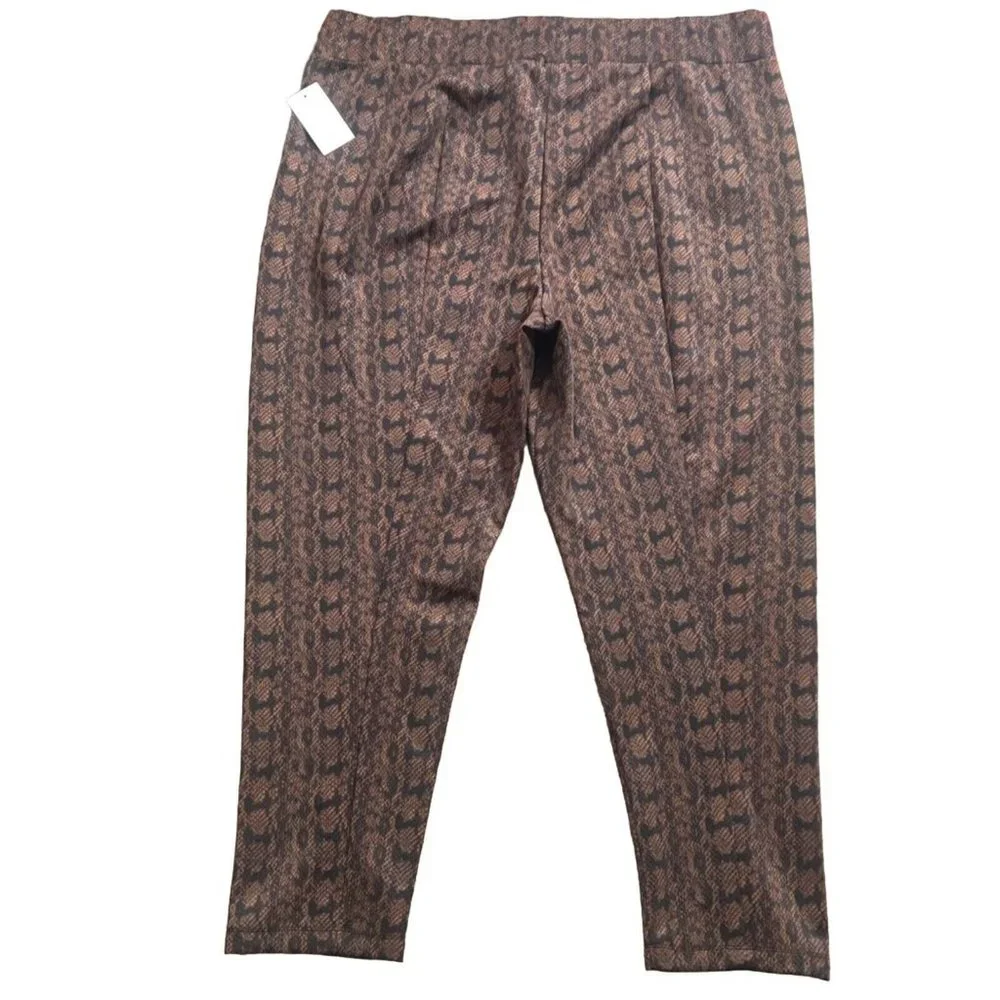 INTEMPO Women's Plus Size Fitted Scuba Dress Pants Brown Snake Size 3X NWT - Picture 2 of 6